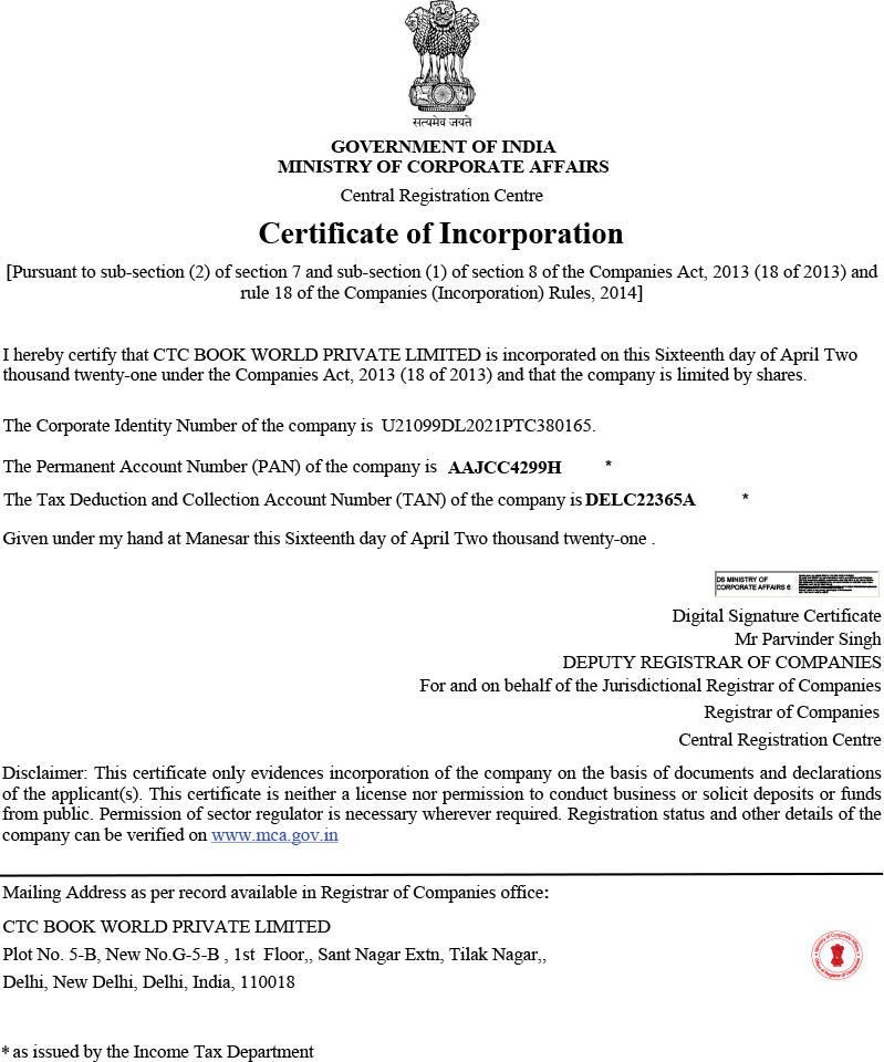 Certificate of Incorporation